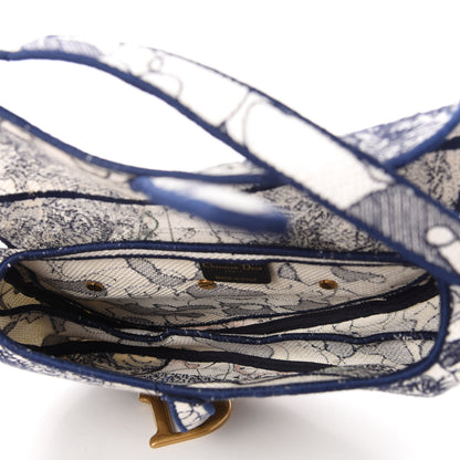 Christian Dior Canvas Embroidered Around the World Saddle Bag Blue 5 of 11