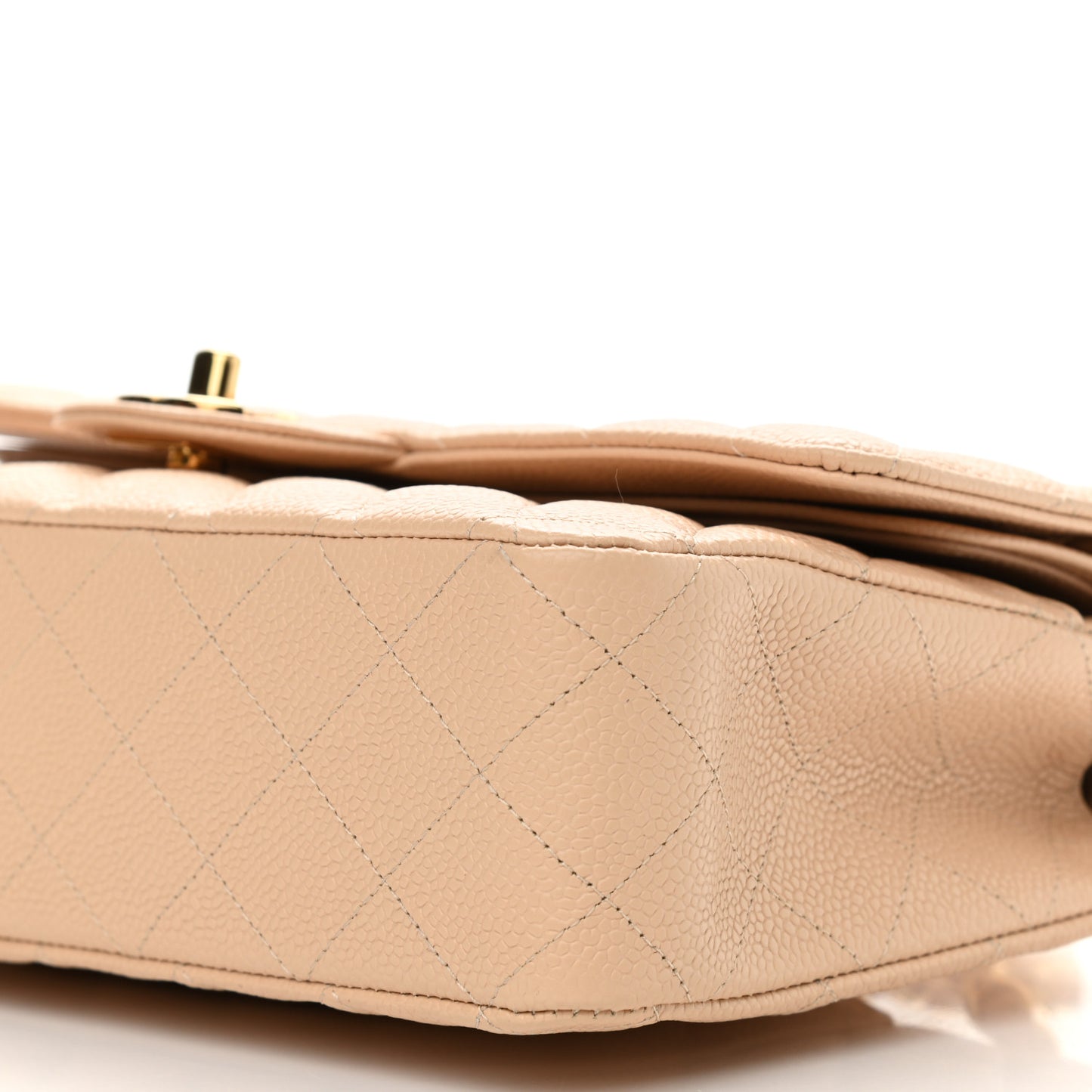 Caviar Quilted Medium Double Flap Beige Clair