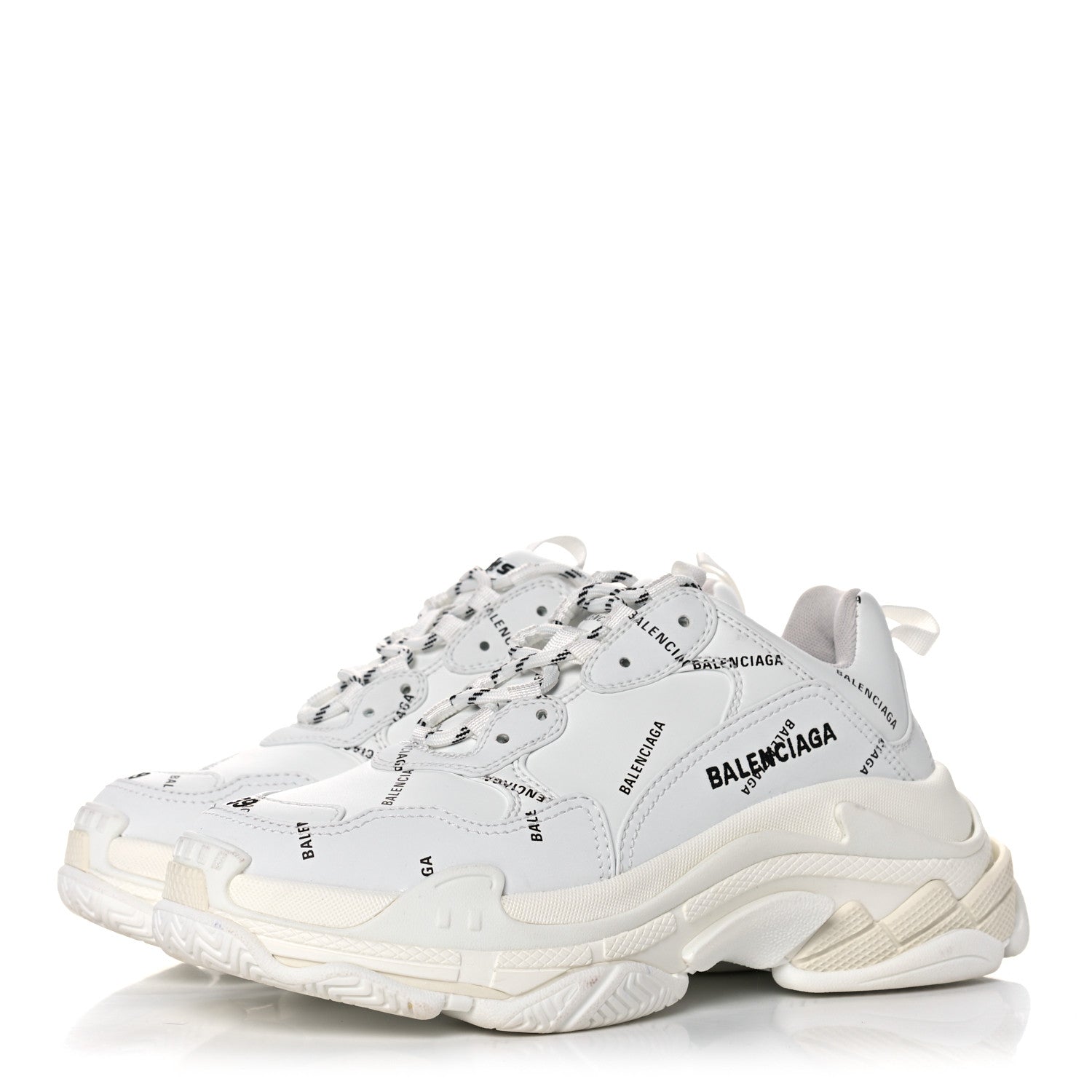 Balenciaga Technical Fabric Allover Logo Mens Triple S Sneakers 39 White Black 3 of 7