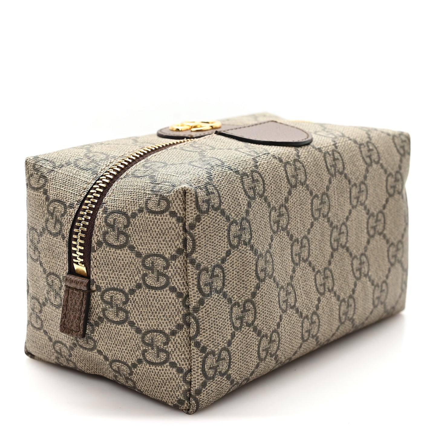 Soft GG Supreme Monogram Calfskin Medium Ophidia Cosmetic Case Beige Ebony New Acero