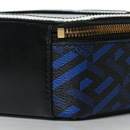 Versace Coated Canvas La Greca Signature Messenger Bag Black Blue 9 of 10