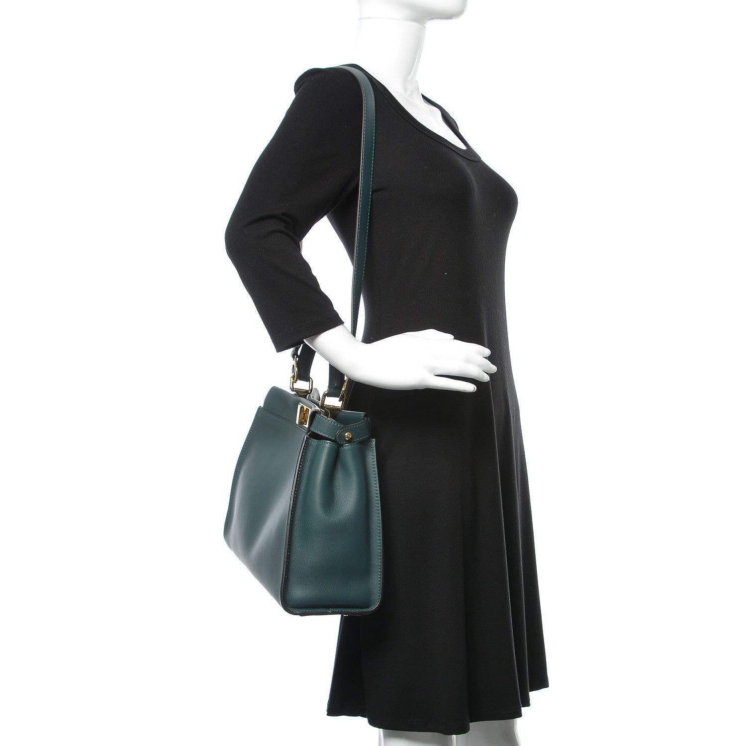 Fendi Vitello Seta Nappa Medium Peekaboo Iconic Satchel Amazzonia 2 of 11