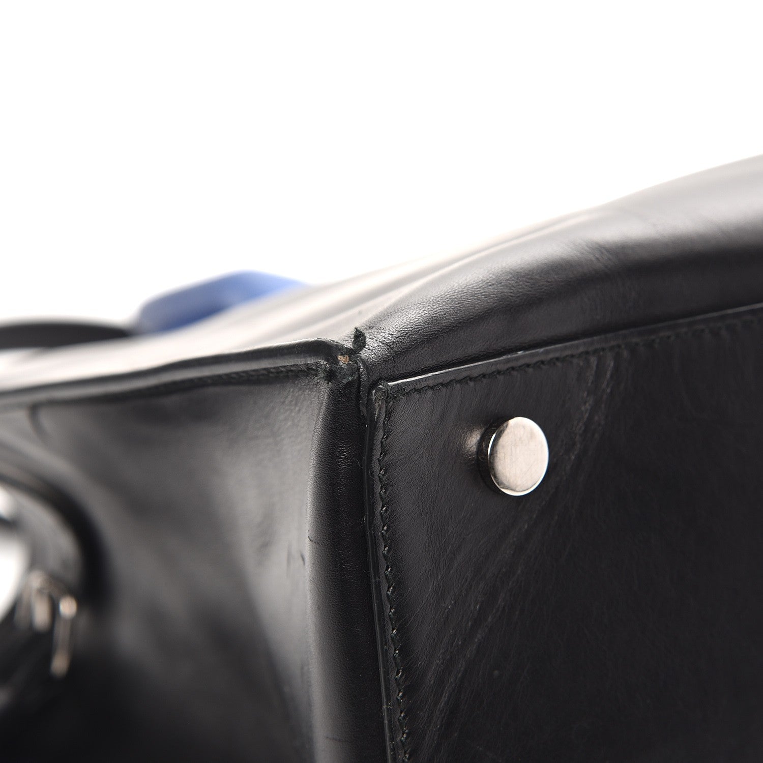 Balenciaga Calfskin Karung Padlock Nude Work S Top Handle Black Electric Bleu 10 of 17