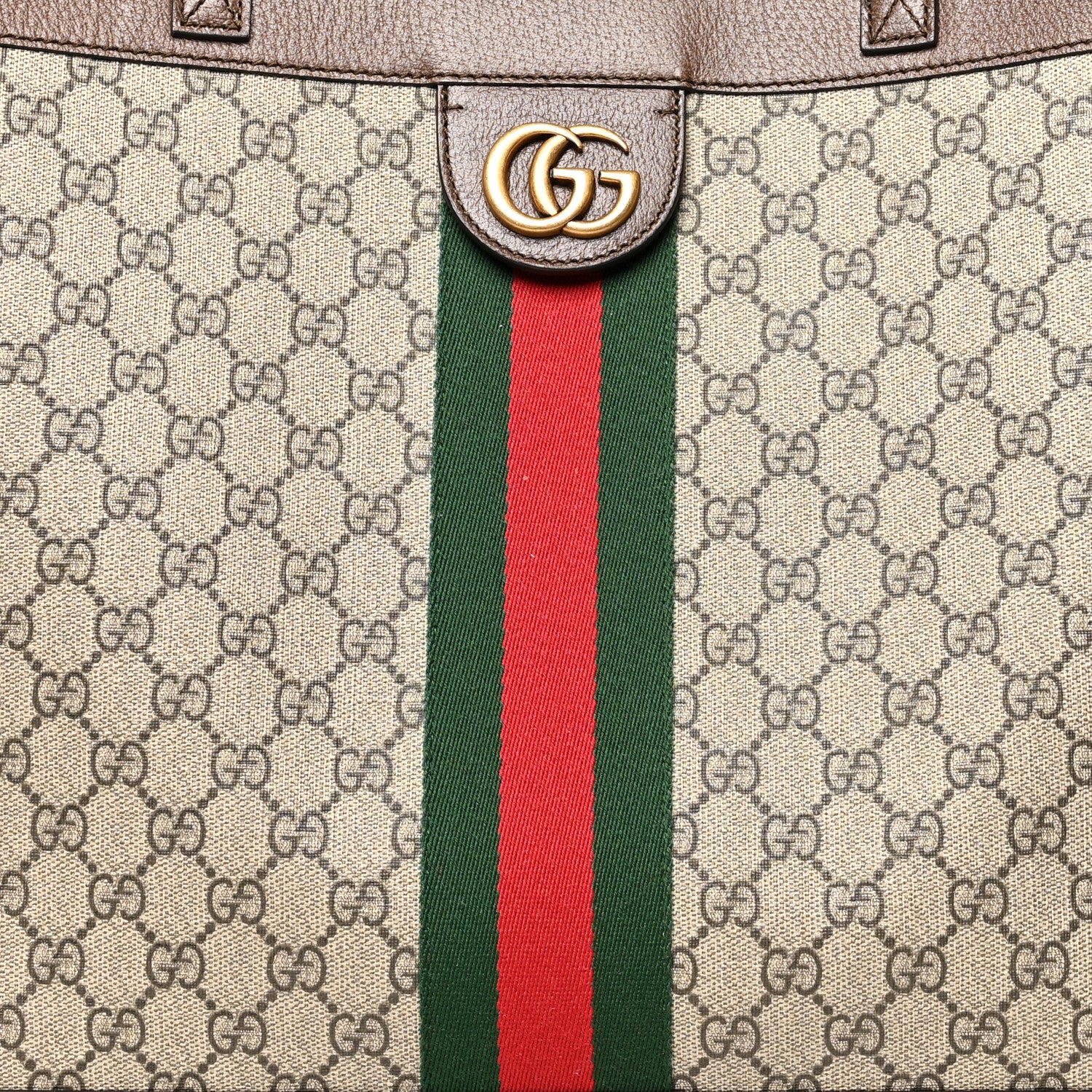 Gucci GG Supreme Monogram Web Ophidia Tote Brown 11 of 15