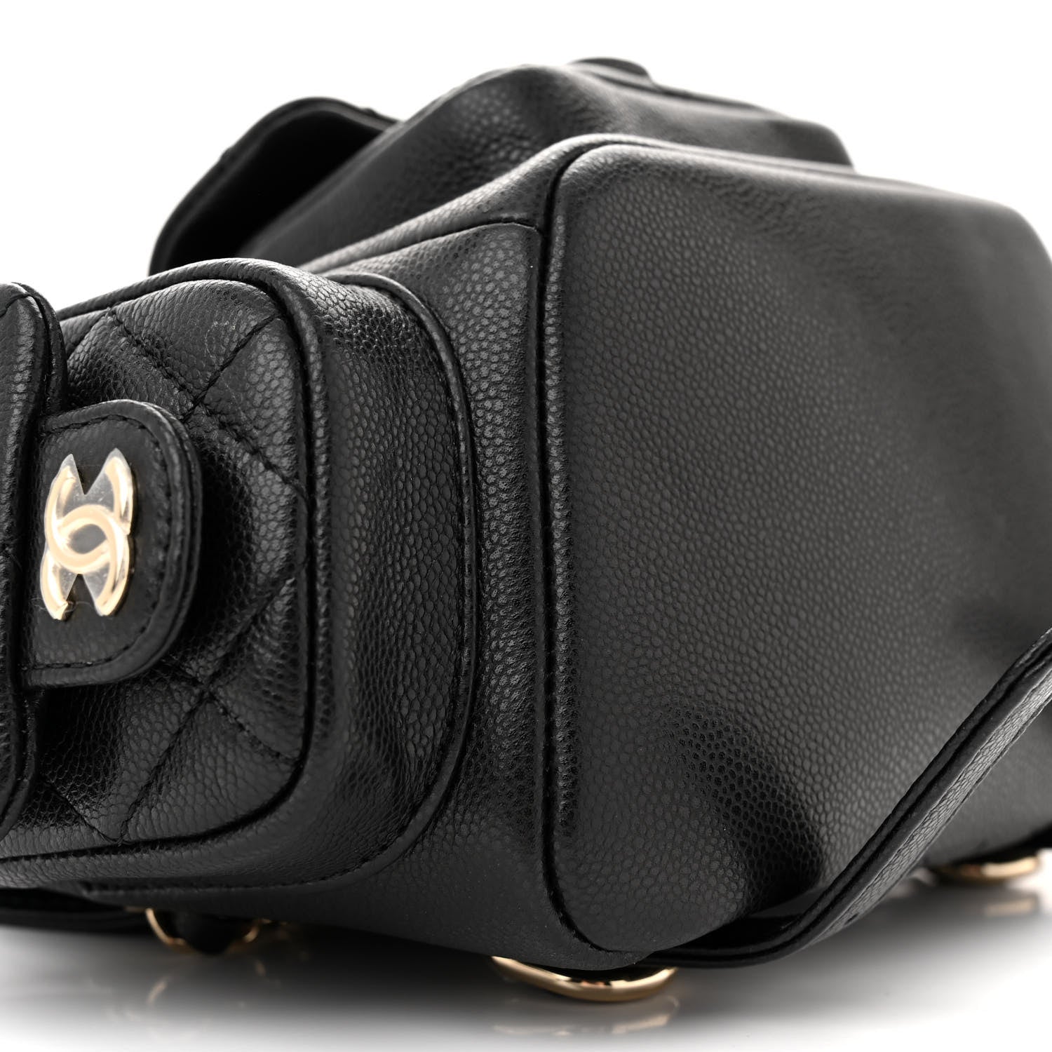 Chanel Shiny Caviar Quilted Small Pockets Drawstring Backpack Black 9 of 10