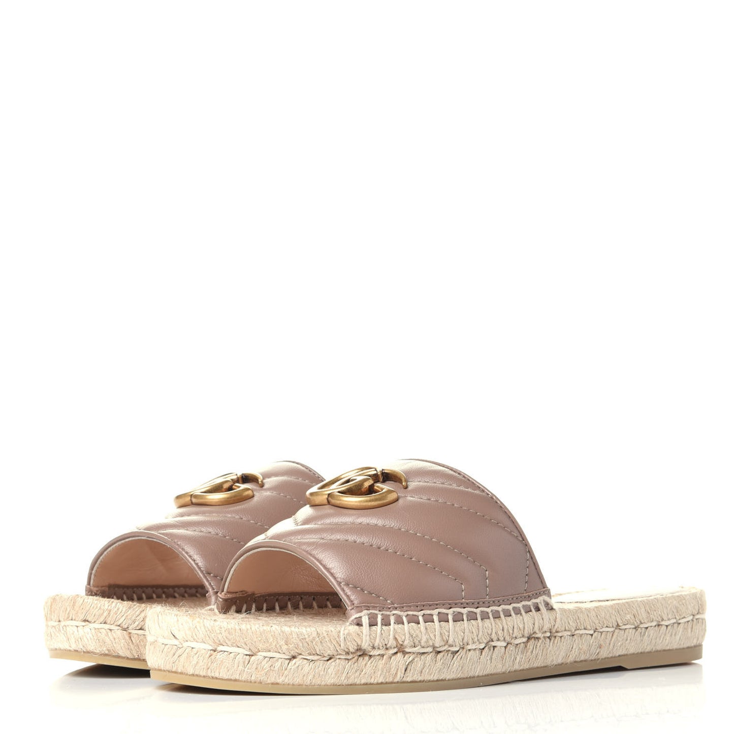 Nappa Matelasse GG Marmont Espadrille Slide Sandals 37 Porcelain Rose