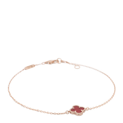 Van Cleef & Arpels 18K Rose Gold Carnelian Sweet Alhambra Bracelet 1 of 4