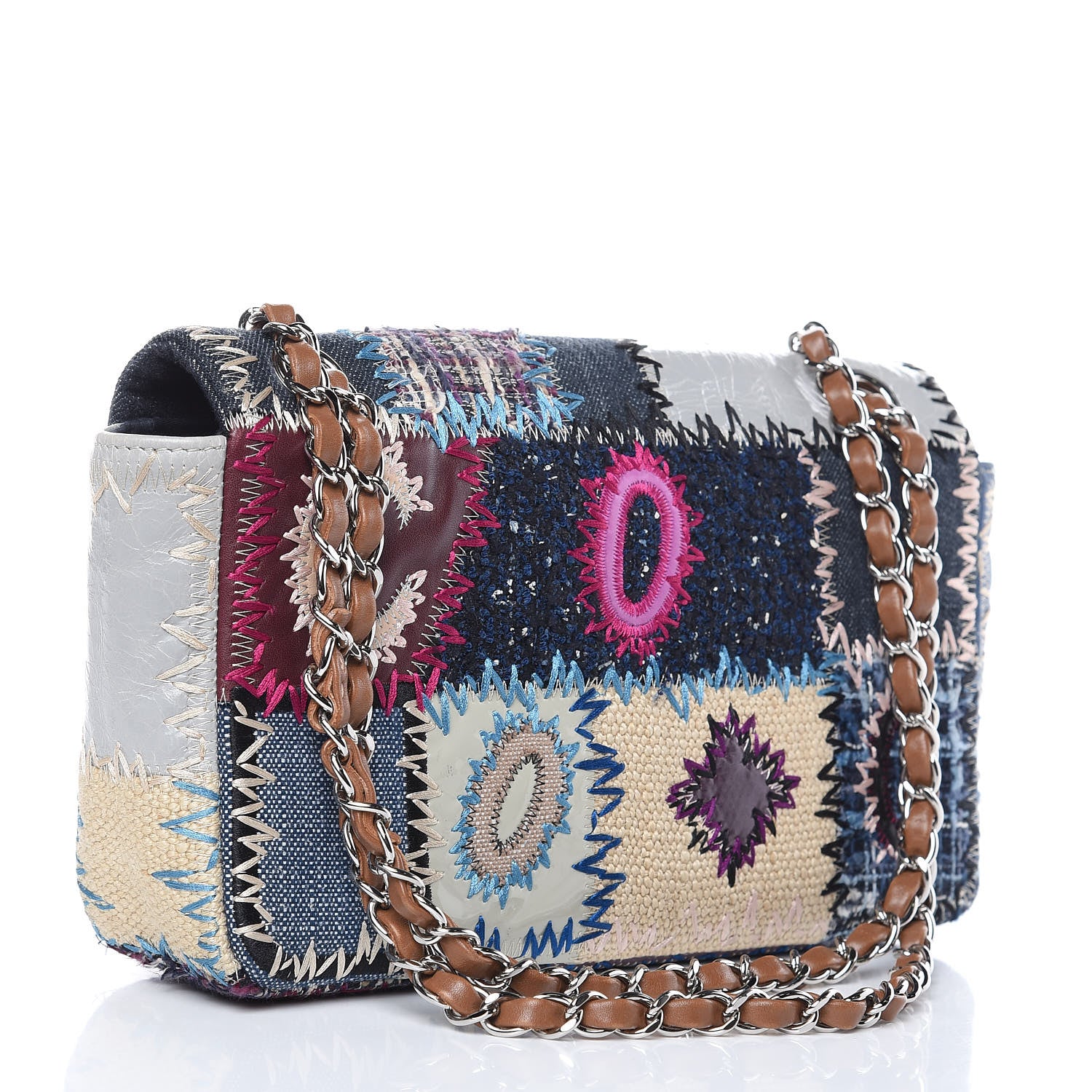 Chanel Denim Tweed Patchwork Medium Single Flap Multicolor 3 of 13