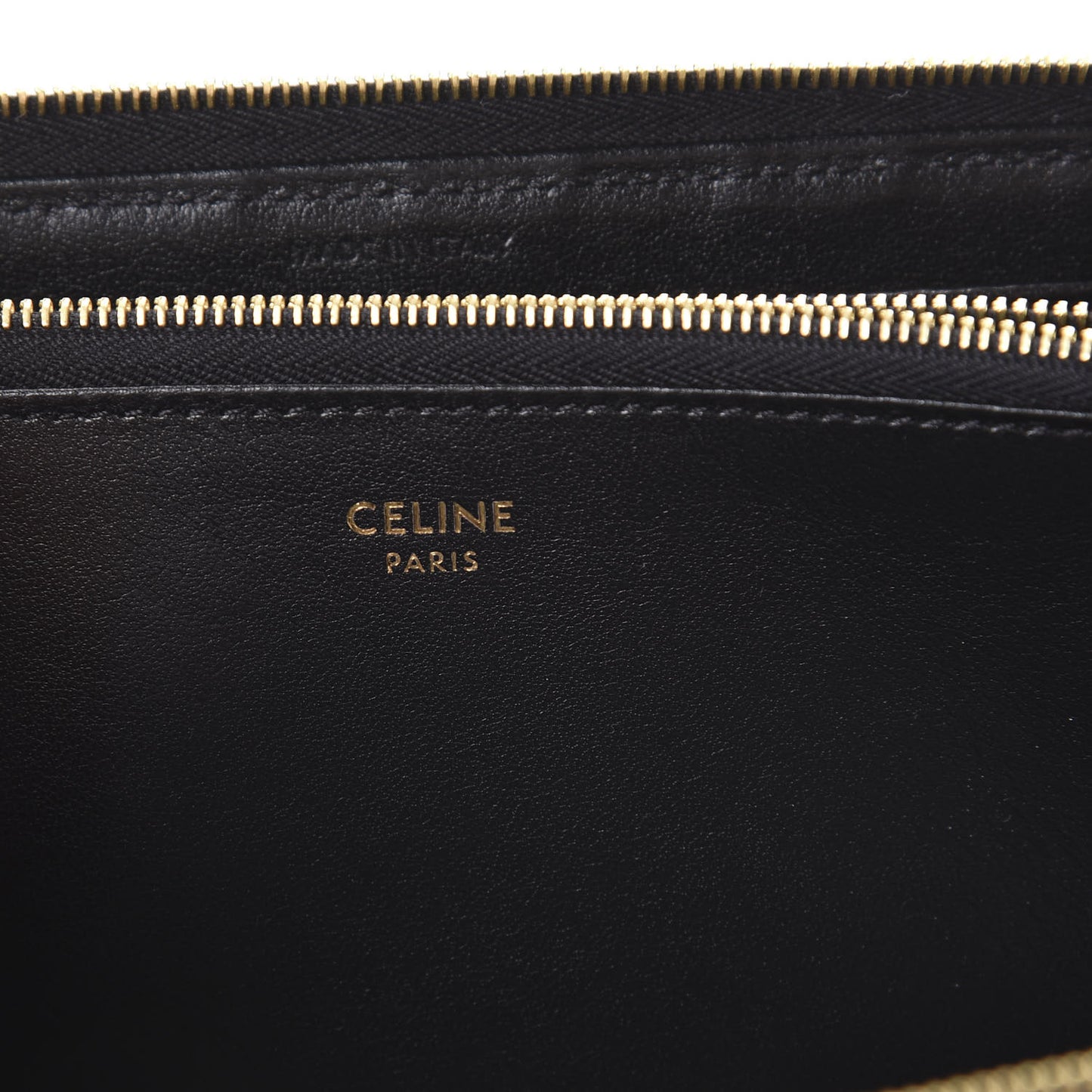 Lambskin Quilted Large C Charm Zip Around Wallet Black
