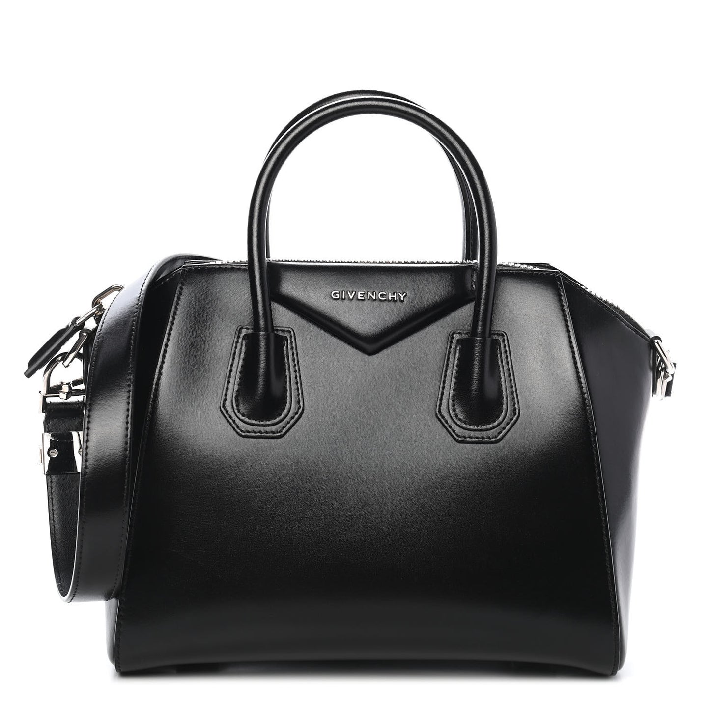 Shiny Lord Calfskin Small Antigona Black
