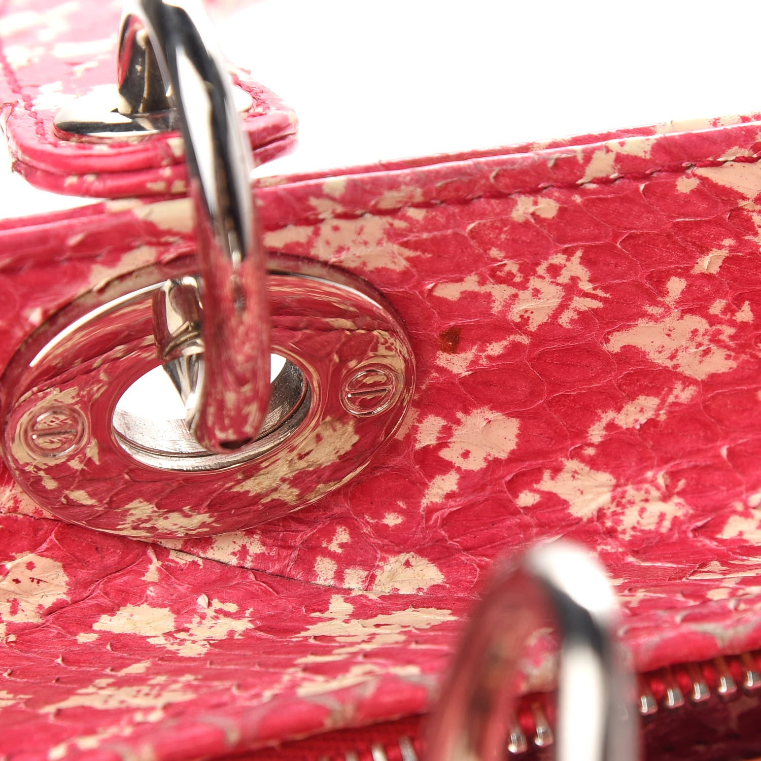 Christian Dior Snakeskin Medium Lady Dior Pink White 9 of 11