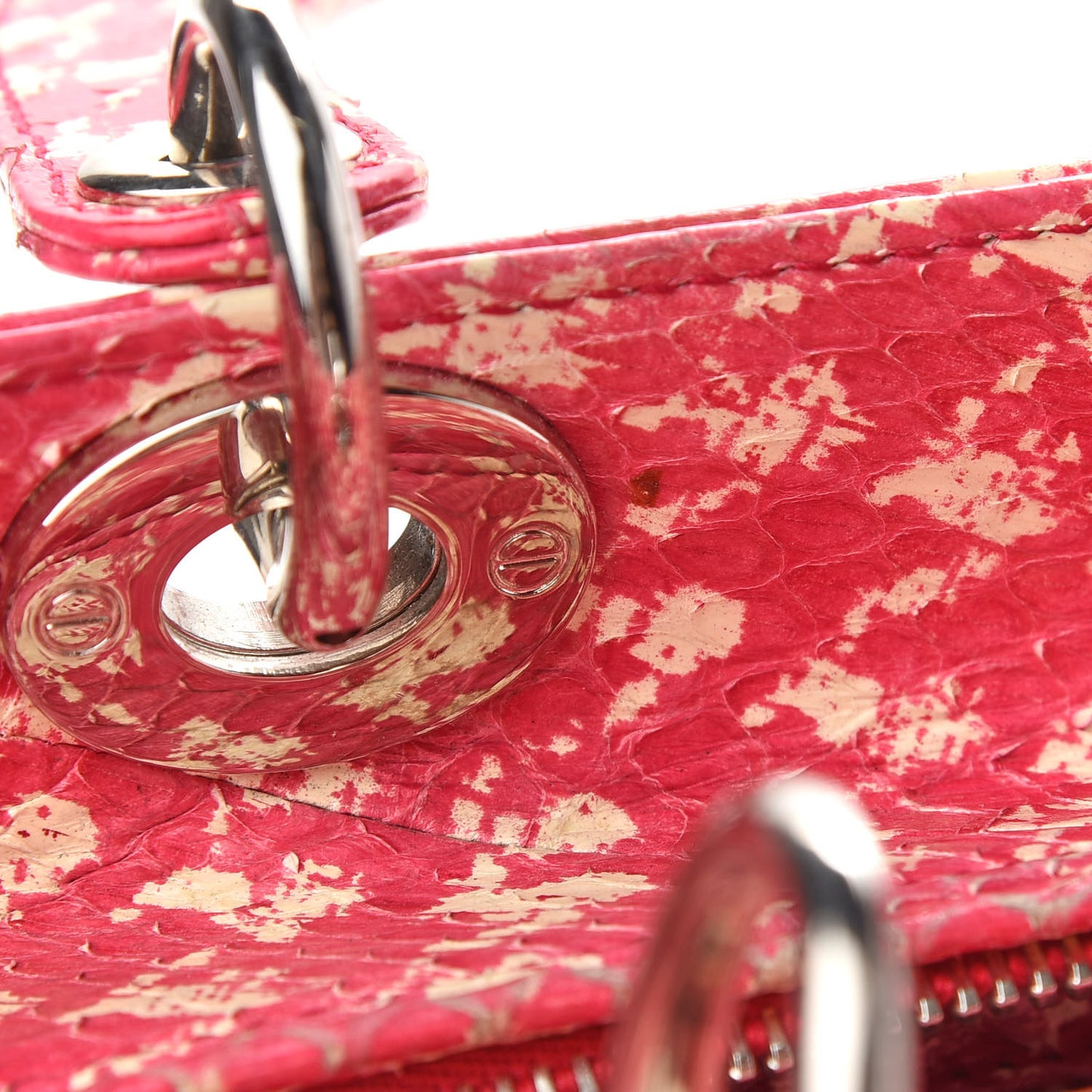 Snakeskin Medium Lady Dior Pink White