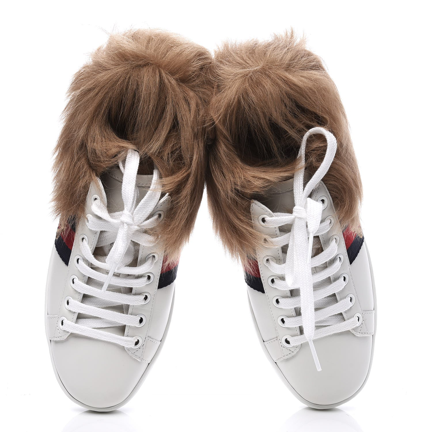 Gucci Calfskin Wool Web Bee Embroidered Womens Ace Sneakers 36 White 5 of 10