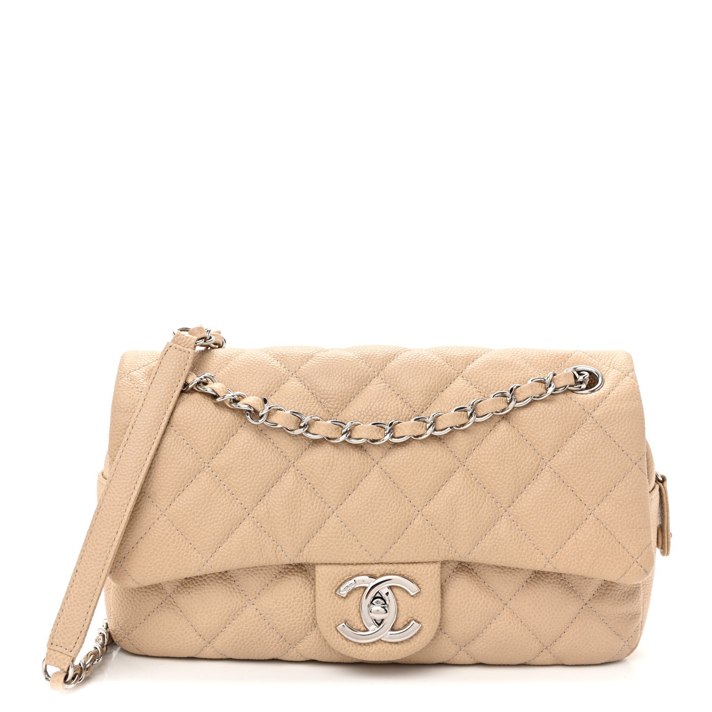Caviar Quilted Medium Easy Flap Beige
