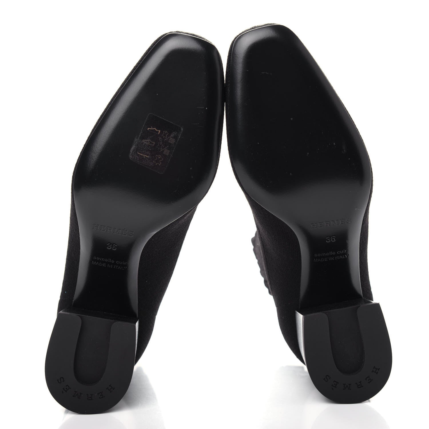 Hermes Knit Calfskin Volver Ankle Boots 36 Black 6 of 10