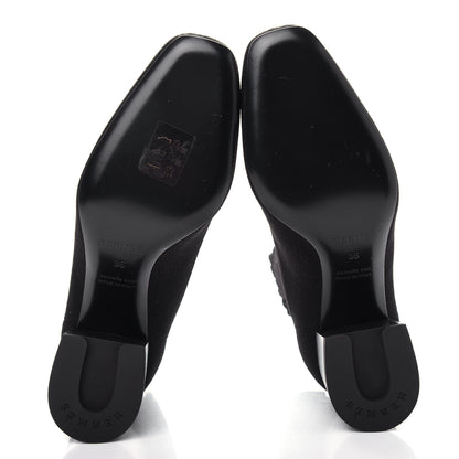 Hermes Knit Calfskin Volver Ankle Boots 36 Black 6 of 10