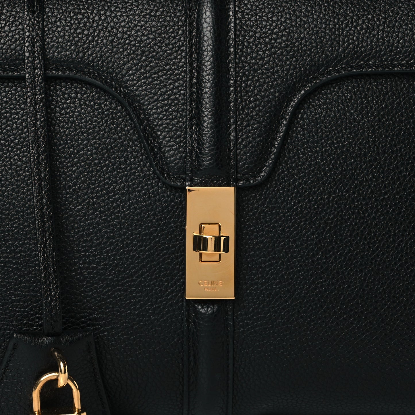 Grained Calfskin Small 16 Top Handle Bag Black