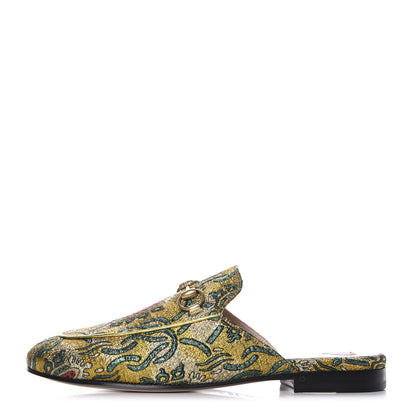Gucci Iridescent Brocade Womens Princetown Slippers 36 Gold Multicolor 1 of 10