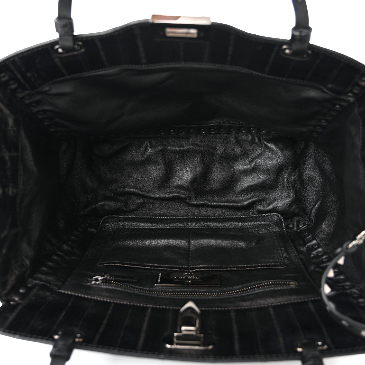 Valentino Garavani Eel Skin Medium Rockstud Tote Black 4 of 10