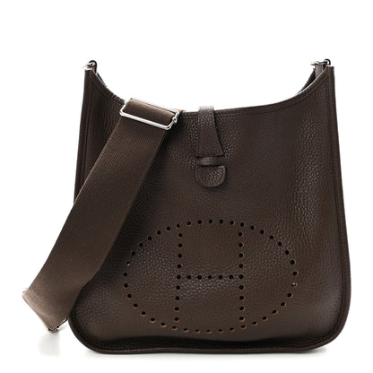 Hermes Taurillon Clemence EVELYNE III PM Chocolate 1 of 10