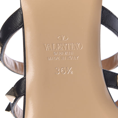 Valentino Garavani Pebbled Calfskin Rockstud Flat Cage Mules 36.5 Black 6 of 9