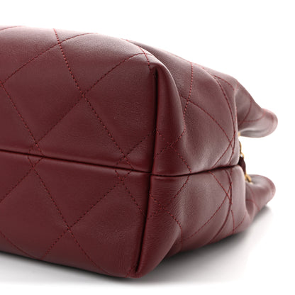 Chanel Calfskin Quilted Small Coco Base Shopping Bag Burgundy 10 of 10