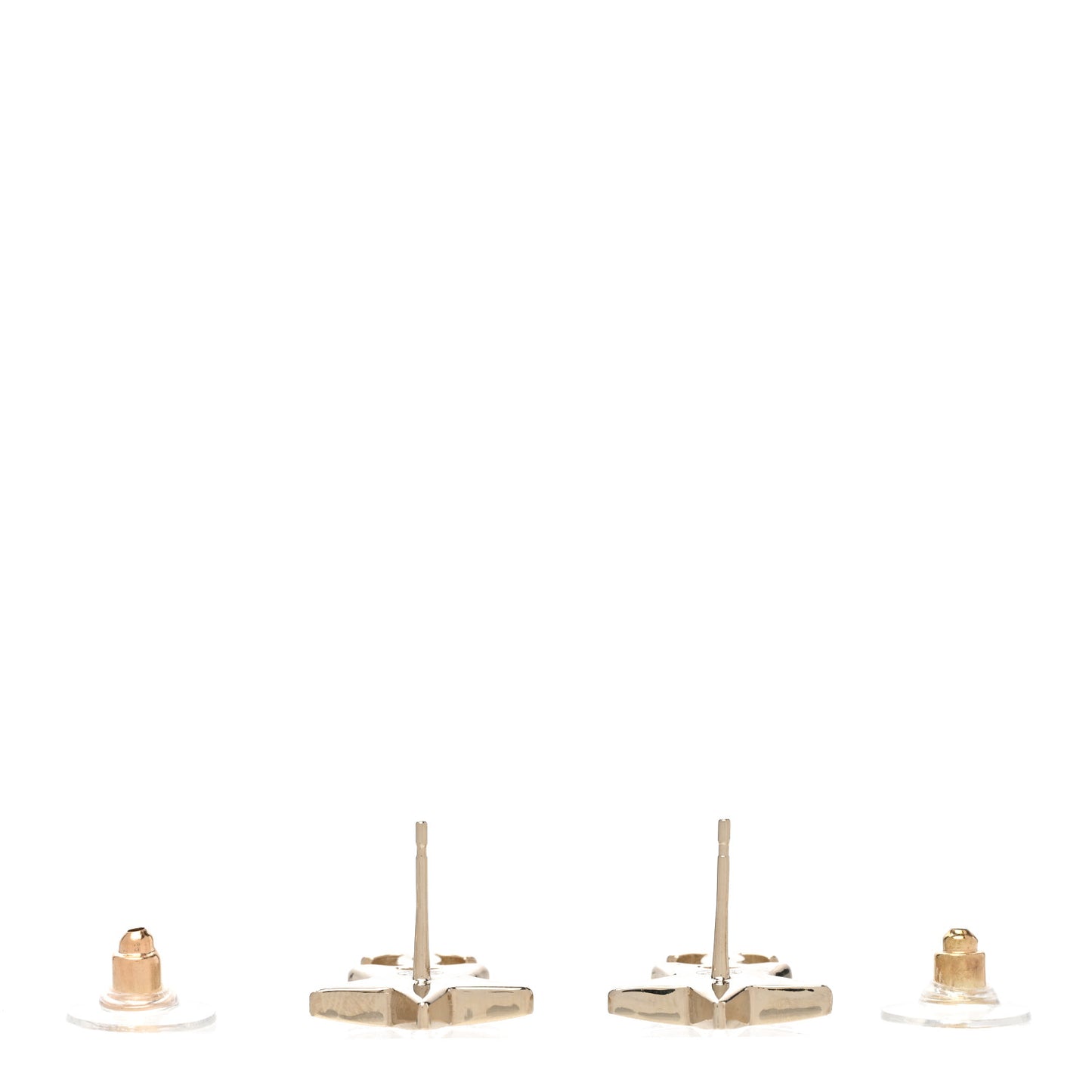 Metal Crystal CC Star Drop Earrings Gold