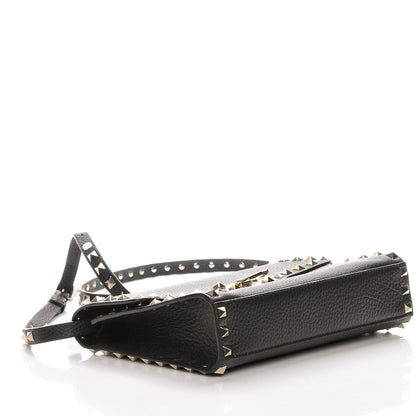 Valentino Garavani Pebbled Calfskin Medium Rockstud Flip Lock Crossbody Bag Black 4 of 7