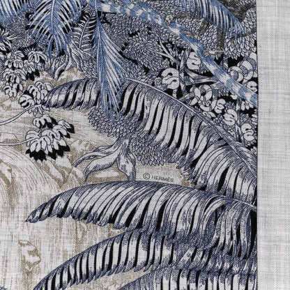 Hermes Cashmere Silk Faubourg Tropical Shawl 140 Gris Chine Encre 4 of 6