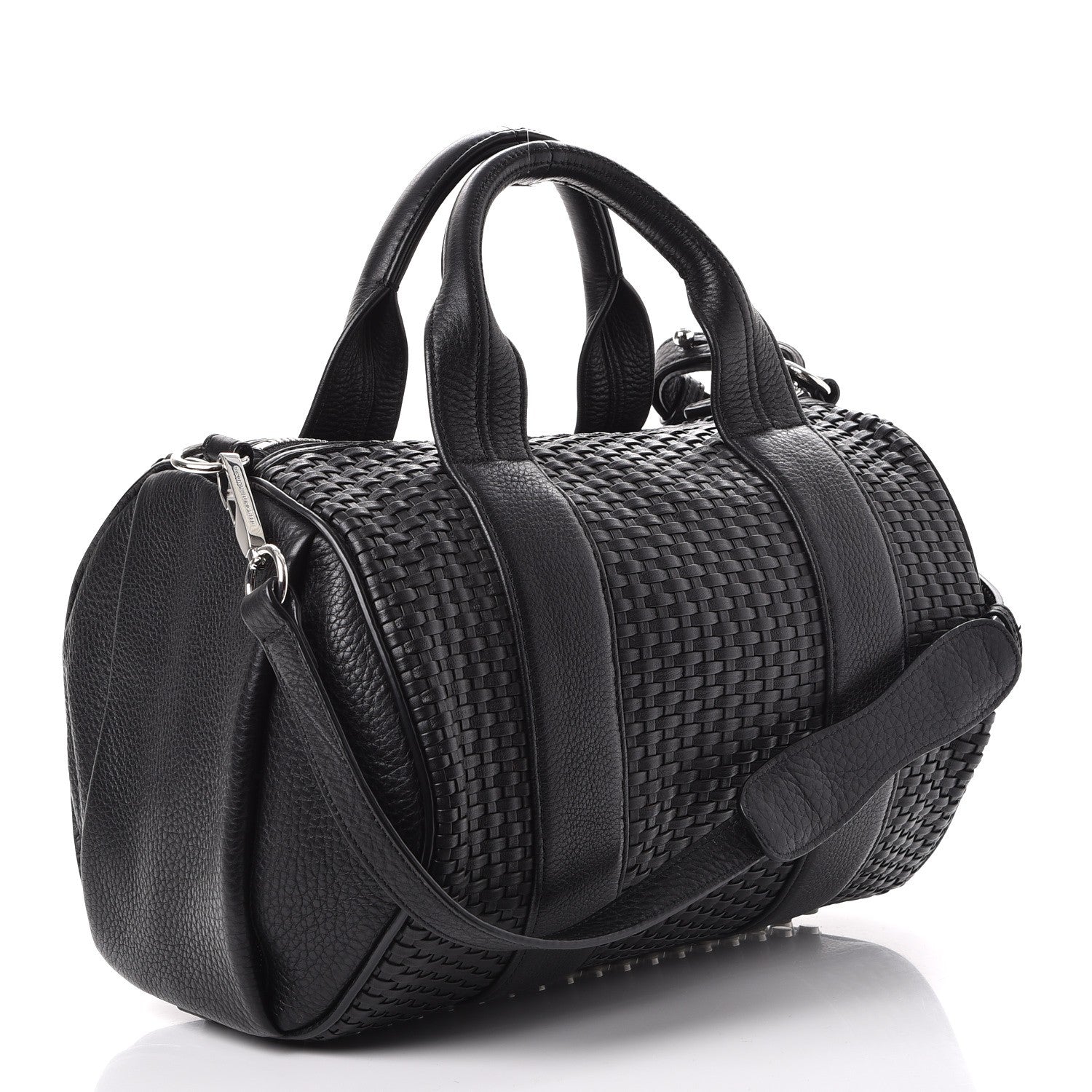 Alexander Wang Pebbled Lambskin Woven Rocco Black Silver Hardware 3 of 8