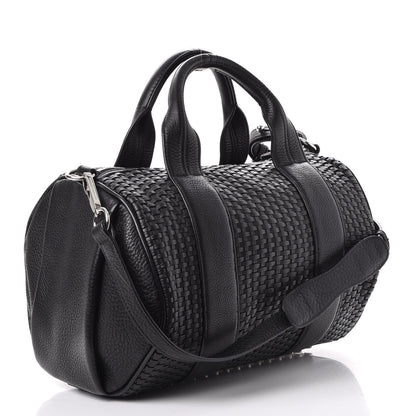 Alexander Wang Pebbled Lambskin Woven Rocco Black Silver Hardware 3 of 8