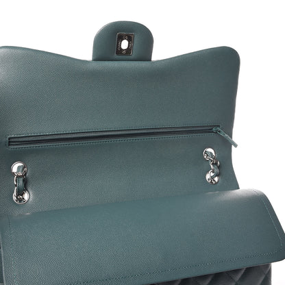 Chanel Caviar Quilted Jumbo Double Flap Dark Green 11 of 13