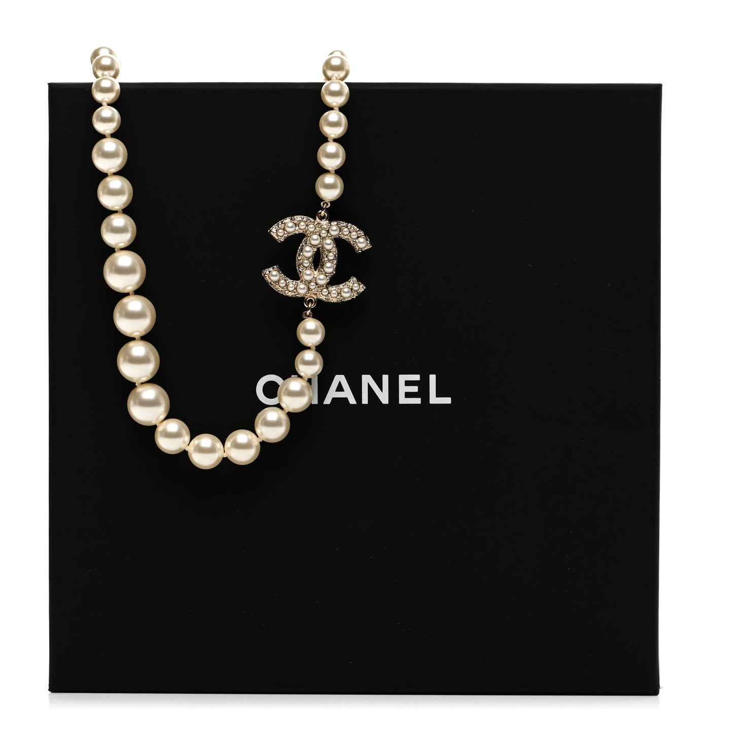 Pearl CC 100th Anniversary Necklace Light Gold