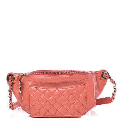 Chanel Crumpled Glazed Lambskin Quilted Waist Bag Fanny Pack Pink 1 of 9