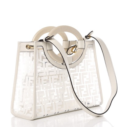 Fendi TPU FF Vitello Century Plexiglass Small Runaway Shopper Tote White 3 of 10