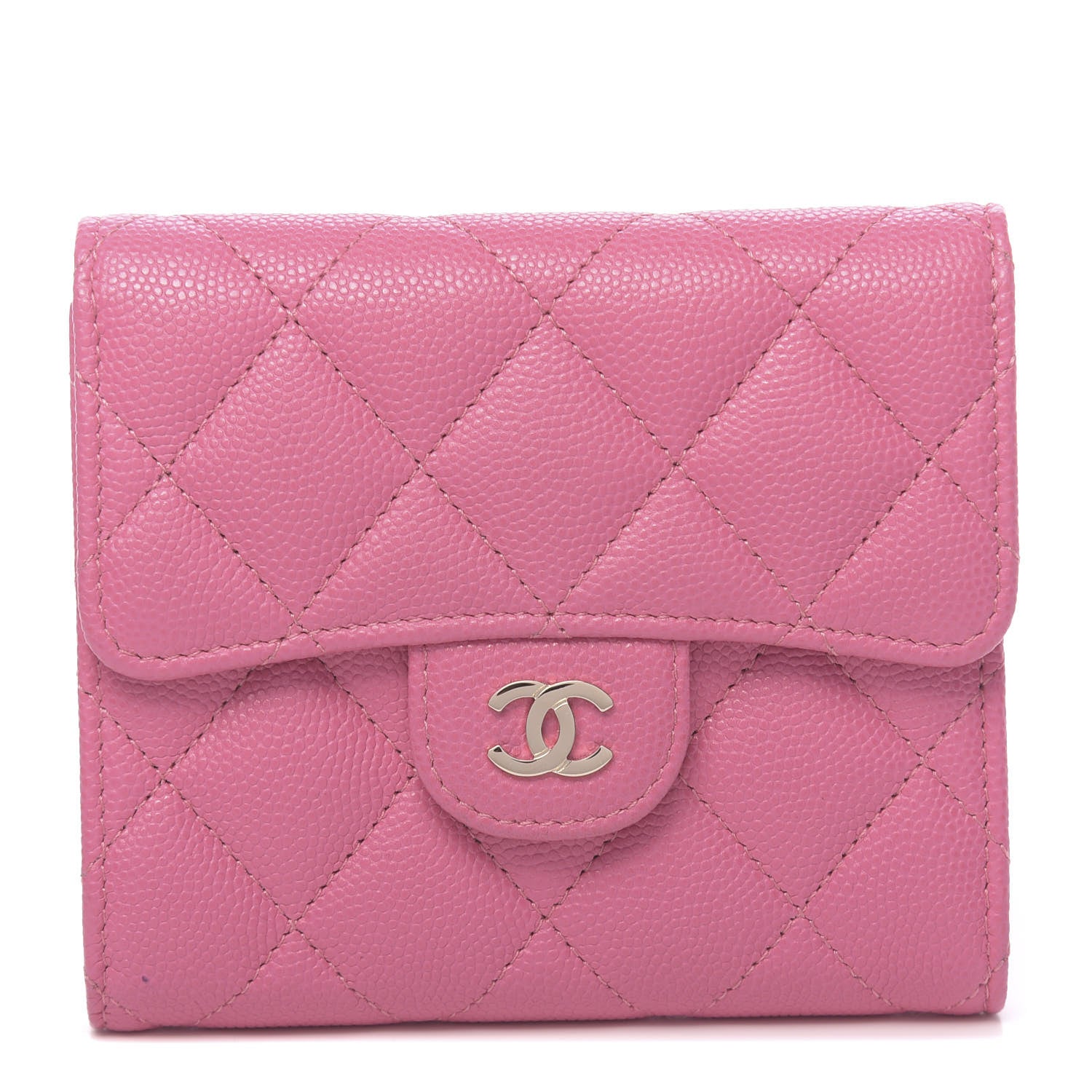 Chanel Caviar Quilted Compact Flap Wallet Pink 1 of 8