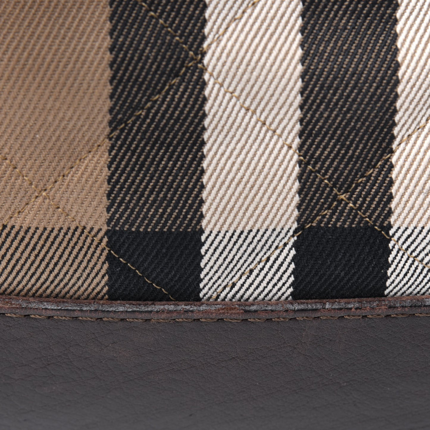 House Check Quilted Tote Brown