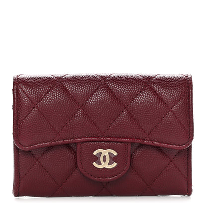 Chanel Caviar Quilted Flap Card Holder Wallet Burgundy 1 of 9