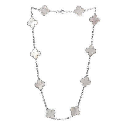 Van Cleef & Arpels 18K White Gold Mother of Pearl 10 Motifs Vintage Alhambra Necklace 3 of 6