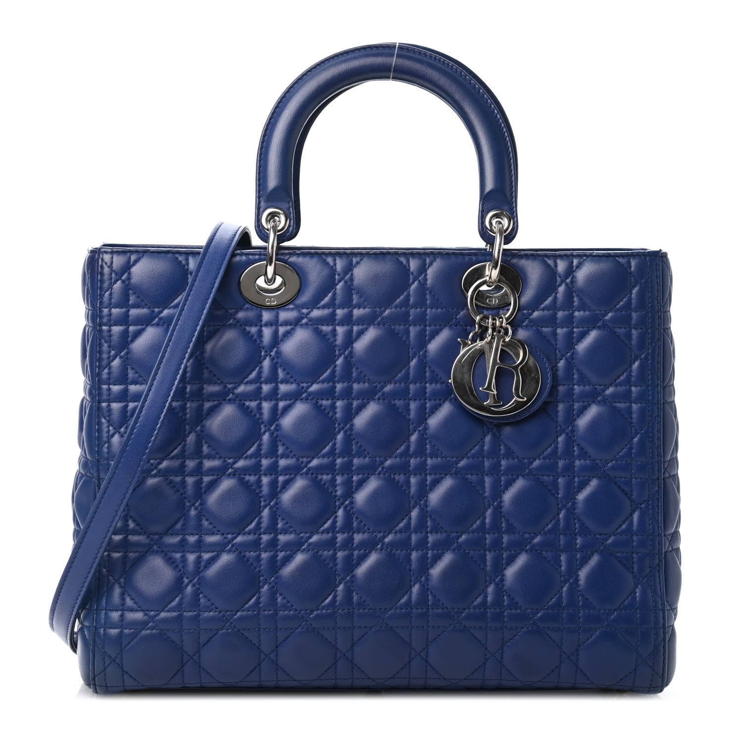Christian Dior Lambskin Cannage Large Lady Dior Blue 1 of 4