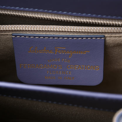 Salvatore Ferragamo Brushed Off Calfskin Small Iconic Top Handle Bag Light Blue 6 of 10