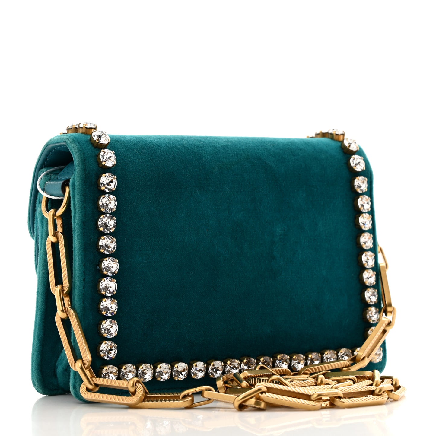 Velvet Crystal Mini Bee Broadway Shoulder Bag Pavone Cyan