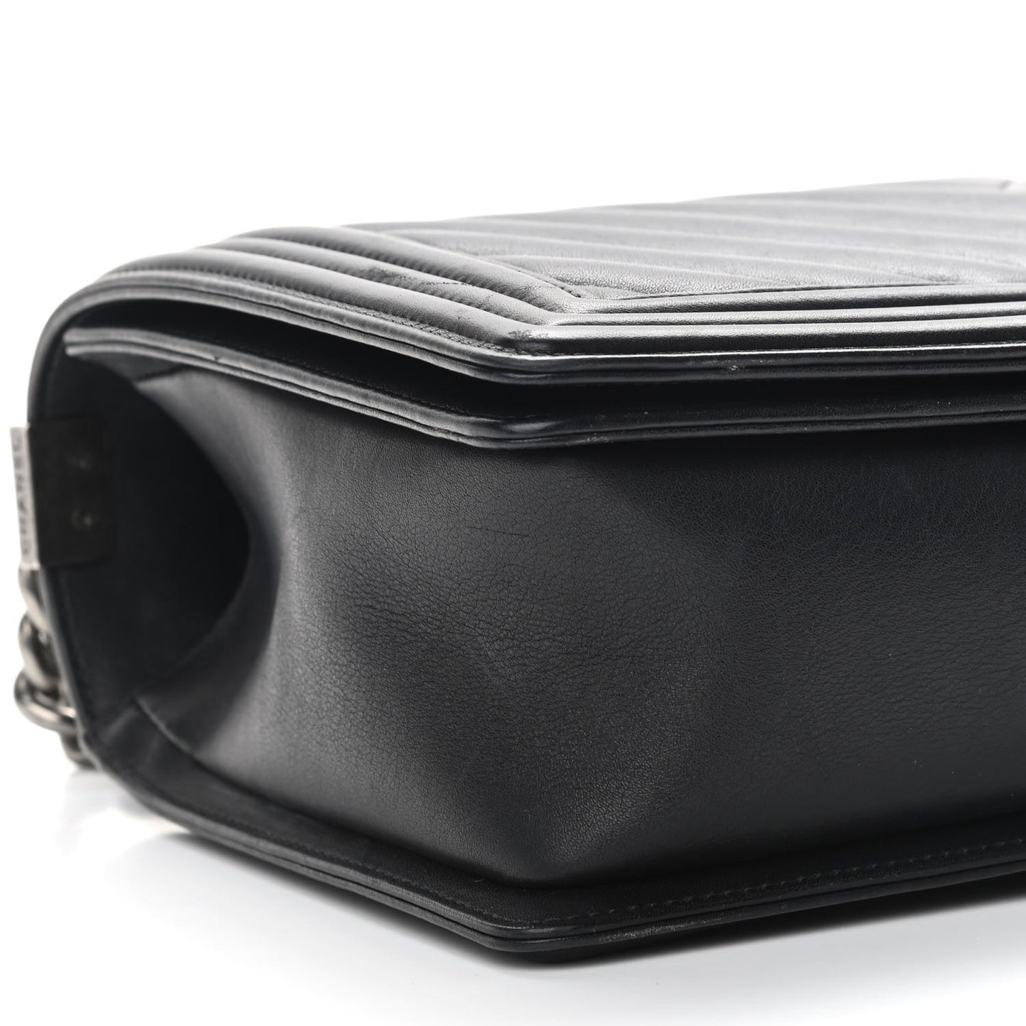 Calfskin Chevron Quilted Medium Boy Flap Black