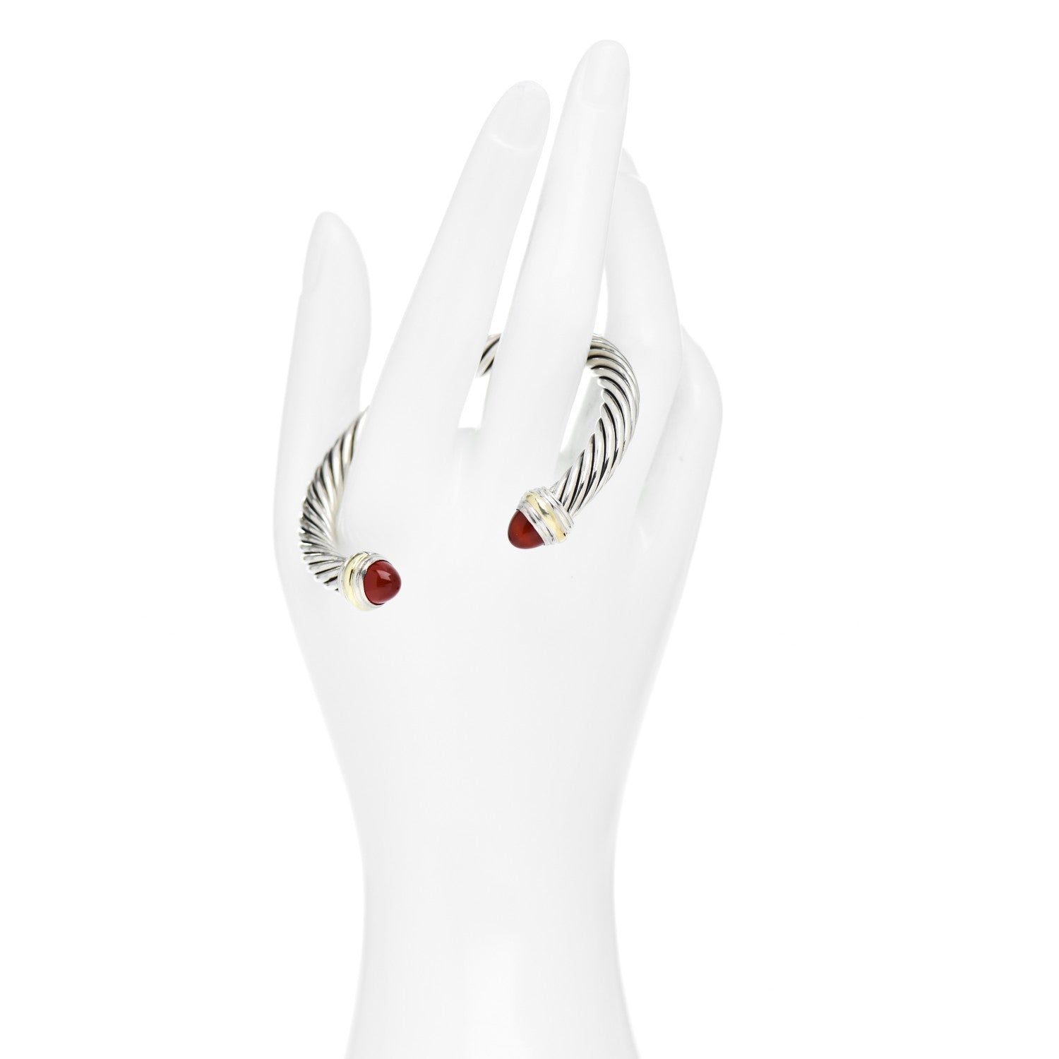 David Yurman Sterling Silver 14K Yellow Gold Carnelian 7mm Cable Classics Bracelet 2 of 4