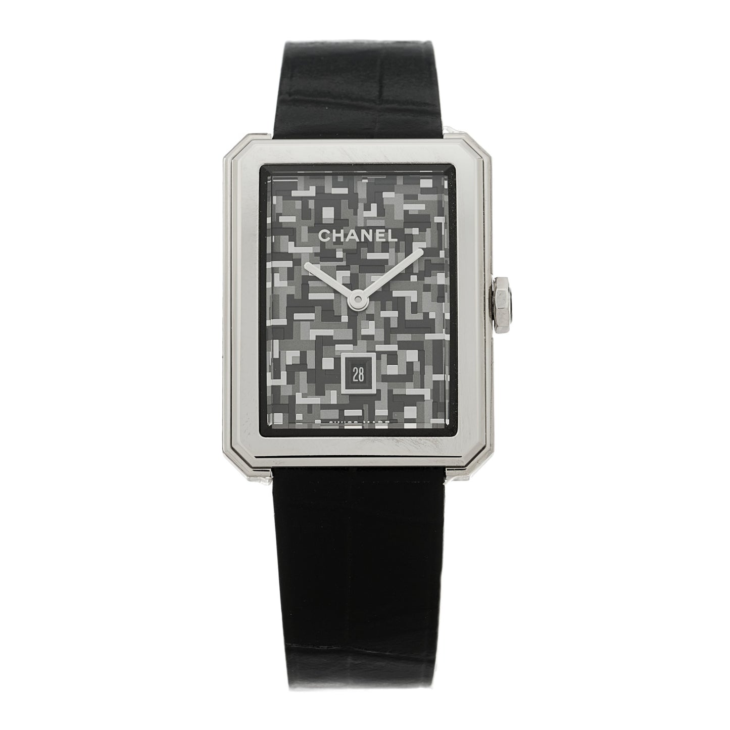 Stainless Steel Alligator 26mm Boy-Friend Tweed Quartz Watch Black