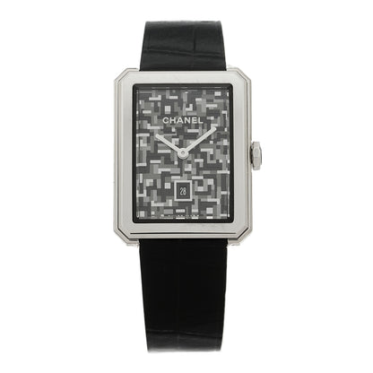 Chanel Stainless Steel Alligator 26mm Boy-Friend Tweed Quartz Watch Black 1 of 4