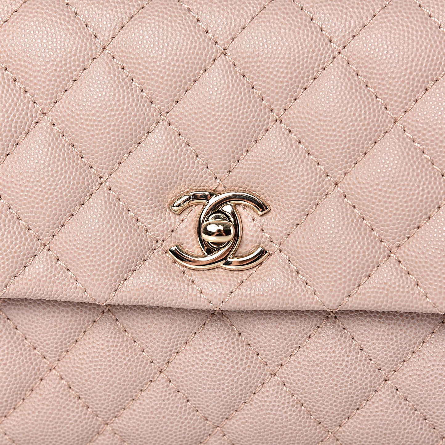 Caviar Quilted Mini Coco Handle Flap Beige