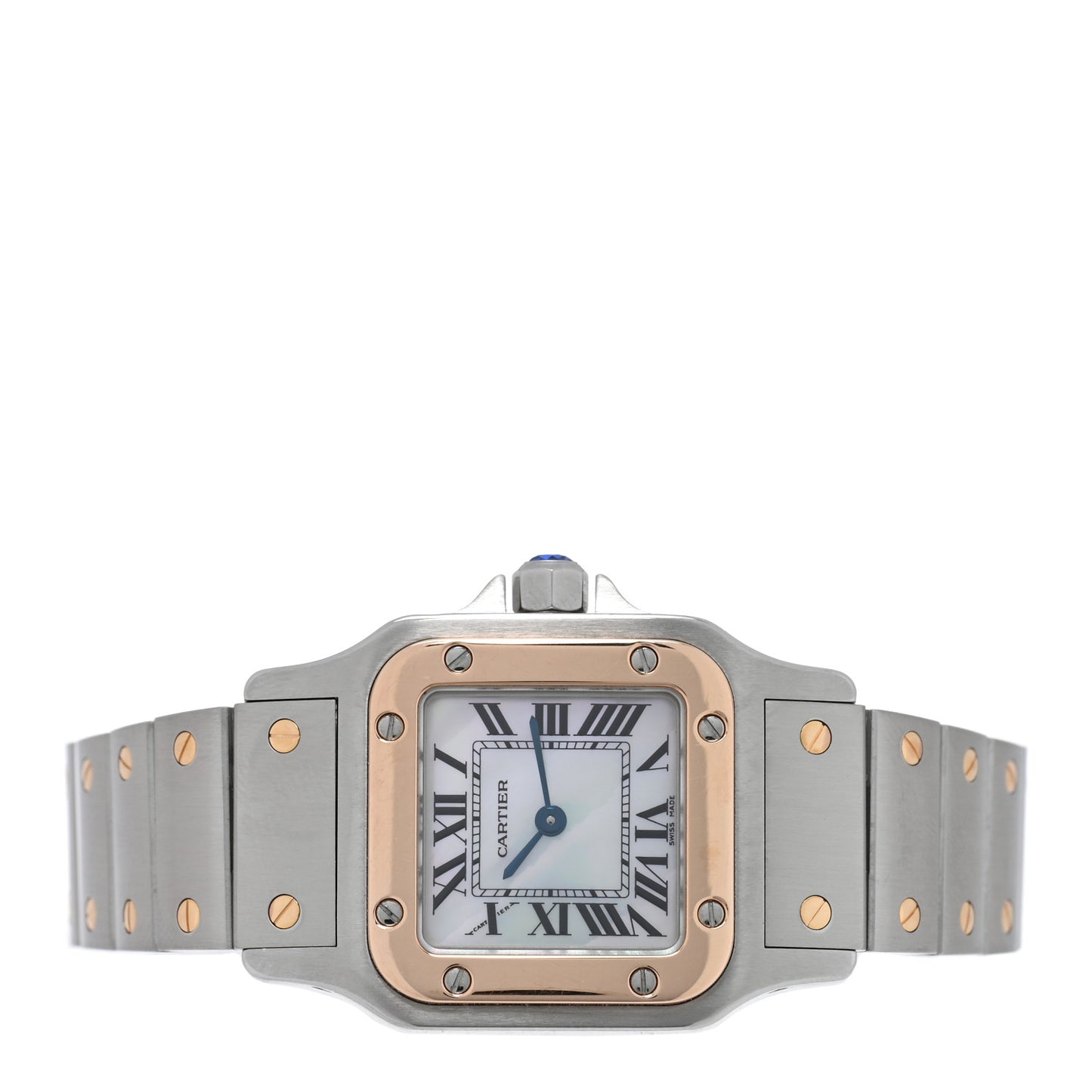 Stainless Steel 18K Pink Gold 24mm Santos De Cartier Galbee Quartz Watch