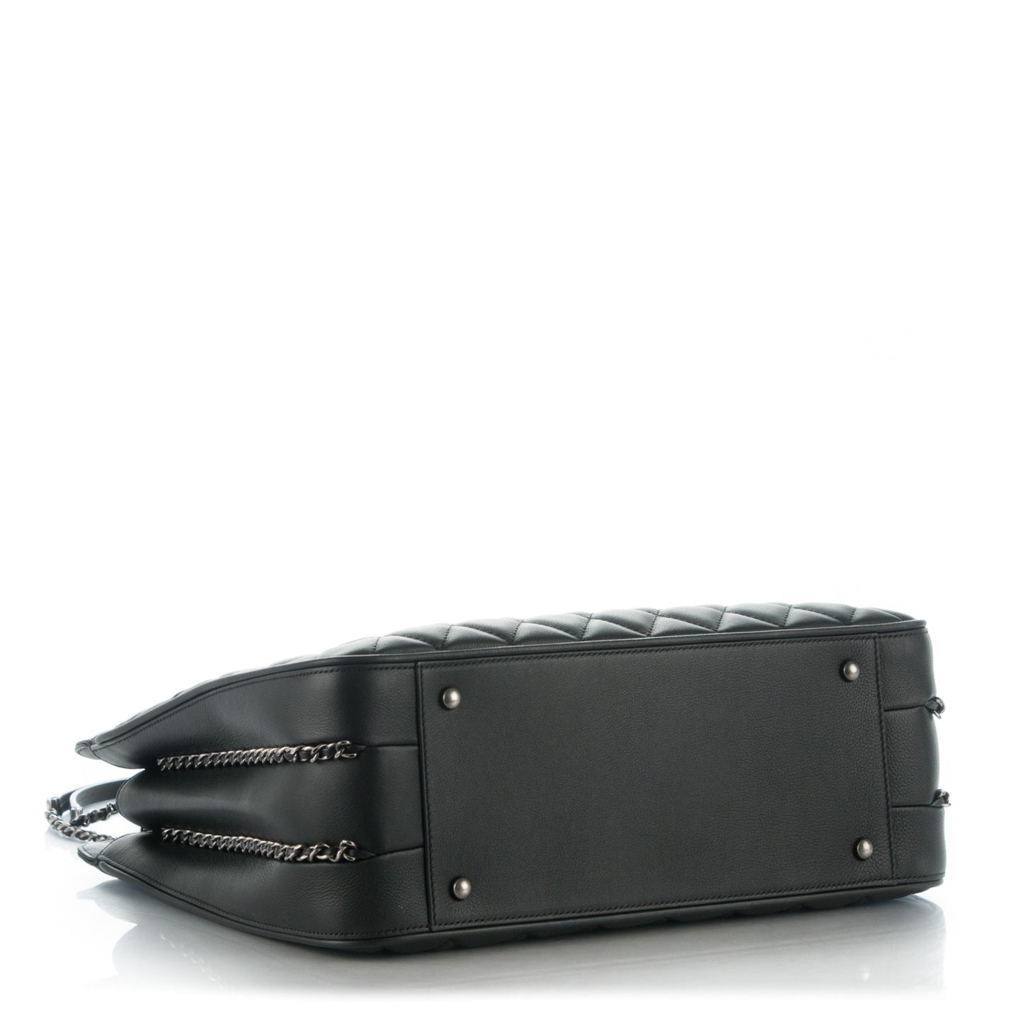 Calfskin Quilted Frame In Chain Tote Black