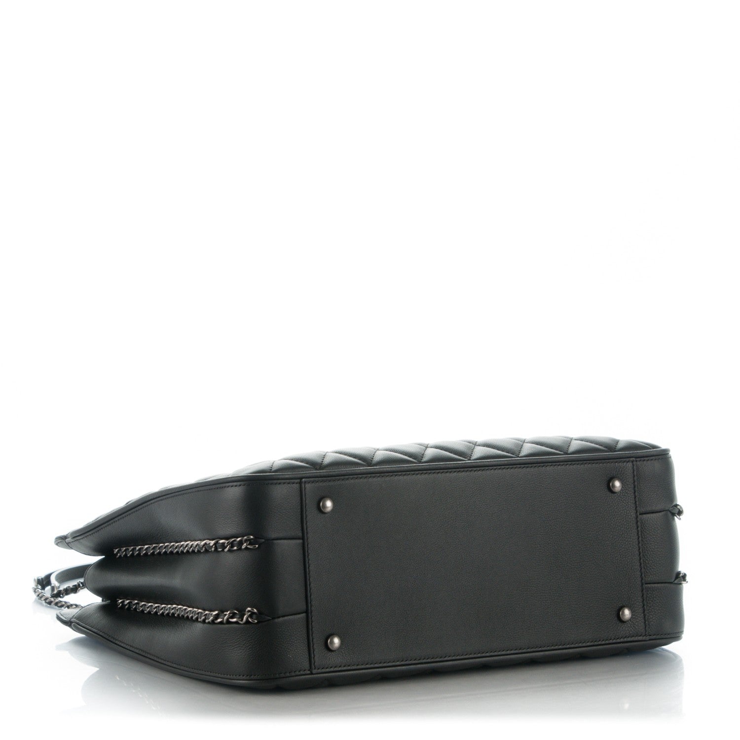 Chanel Calfskin Quilted Frame In Chain Tote Black 4 of 9